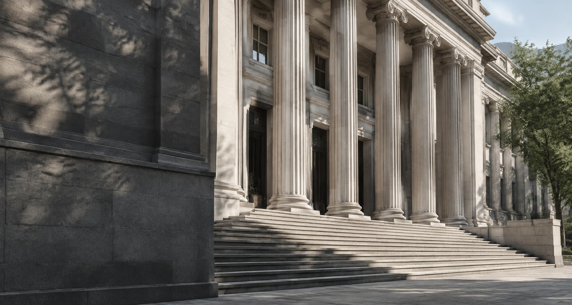 Stone courthouse columns and steps