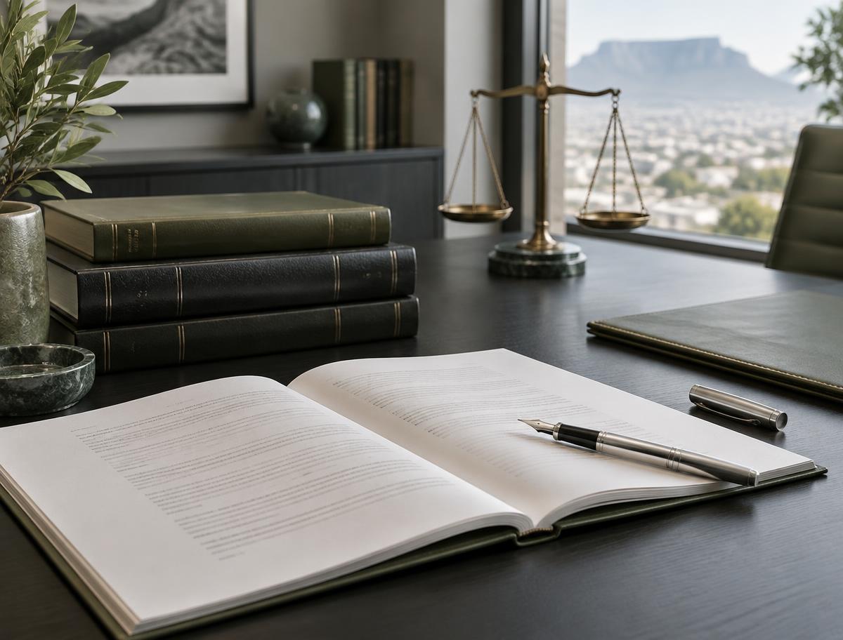Legal documents and a fountain pen in a professional office